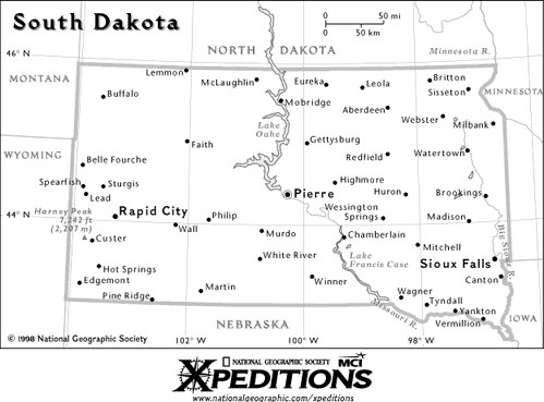 Map of South Dakota